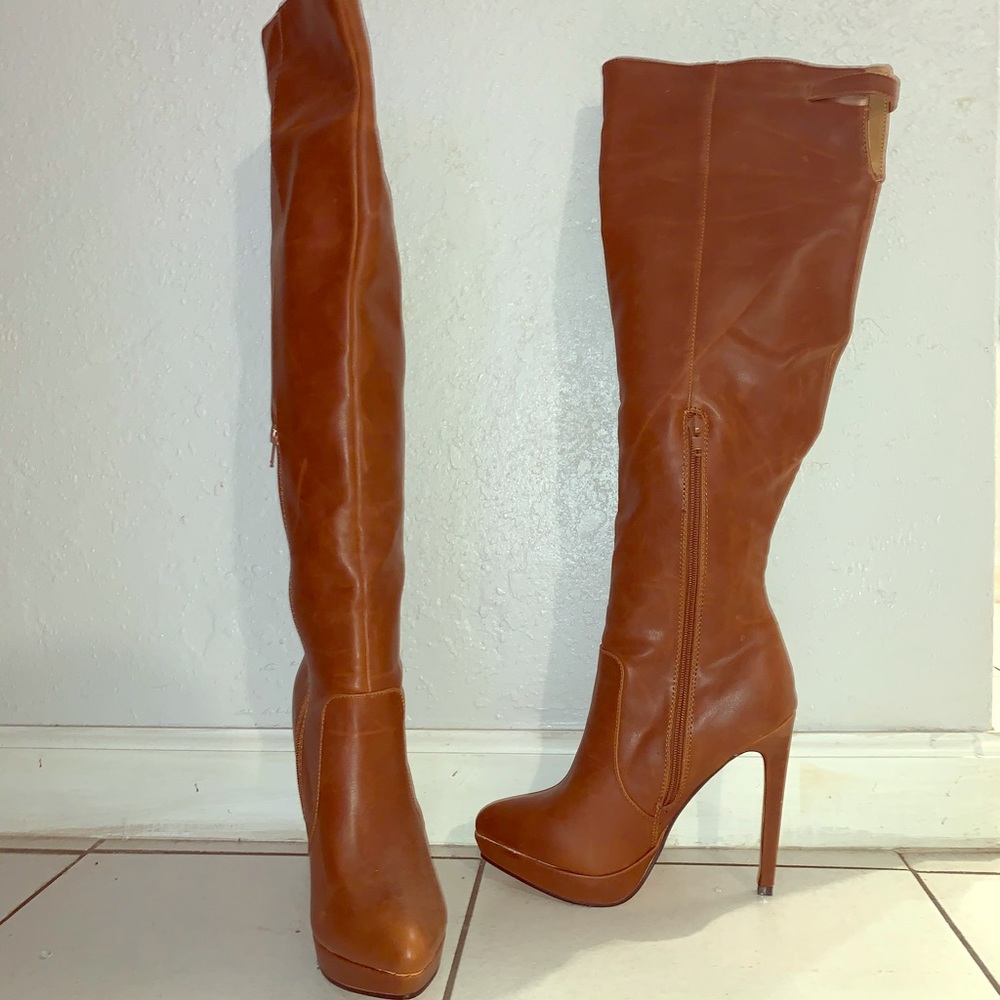 Thigh High Mahogany Stiletto Boots